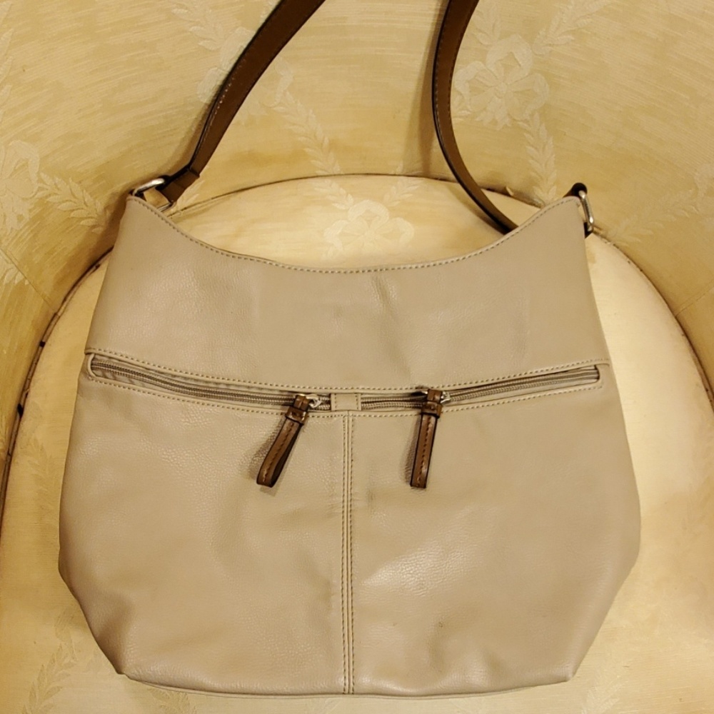 Taupe and Brown Trim Purse